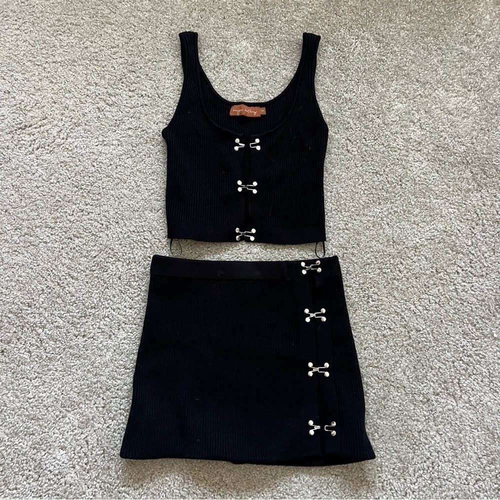 Beige Botany Hooked On You Two-Piece Mini Skirt SET - Black - Size Small - Picture 3 of 6